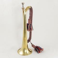 Mid-20th Century French Henri Selmer Brass Military Bugle with Tri-Colored Cord