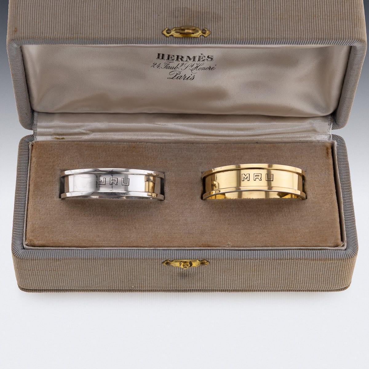 Other Mid 20th Century French Hermes Solid Silver Gilt Napkin Ring Set c.1960 For Sale