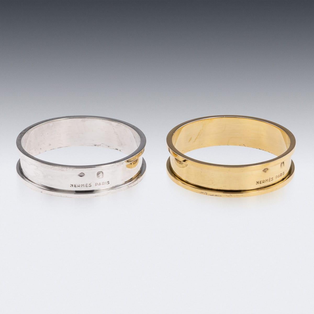 Mid 20th Century French Hermes Solid Silver Gilt Napkin Ring Set c.1960 For Sale 2