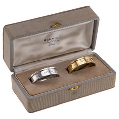 Mid 20th Century French Hermes Solid Silver Gilt Napkin Ring Set c.1960