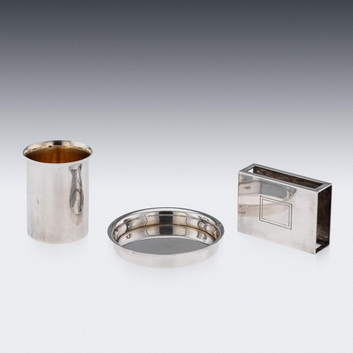 Mid-20th Century Mid 20th Century French Hermes Solid Silver Gilt Smoker's Requisites c.1940 For Sale