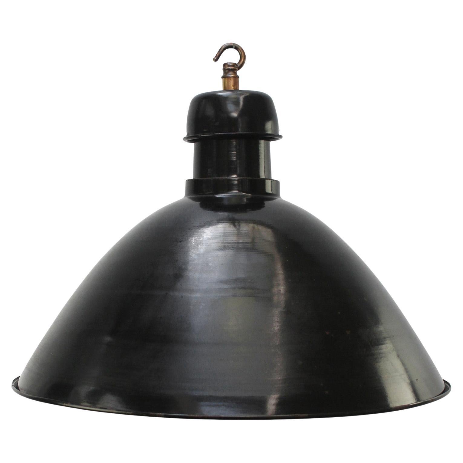 Mid-20th Century French Industrial Pendant Lamp by GAL, Black Enamel For Sale