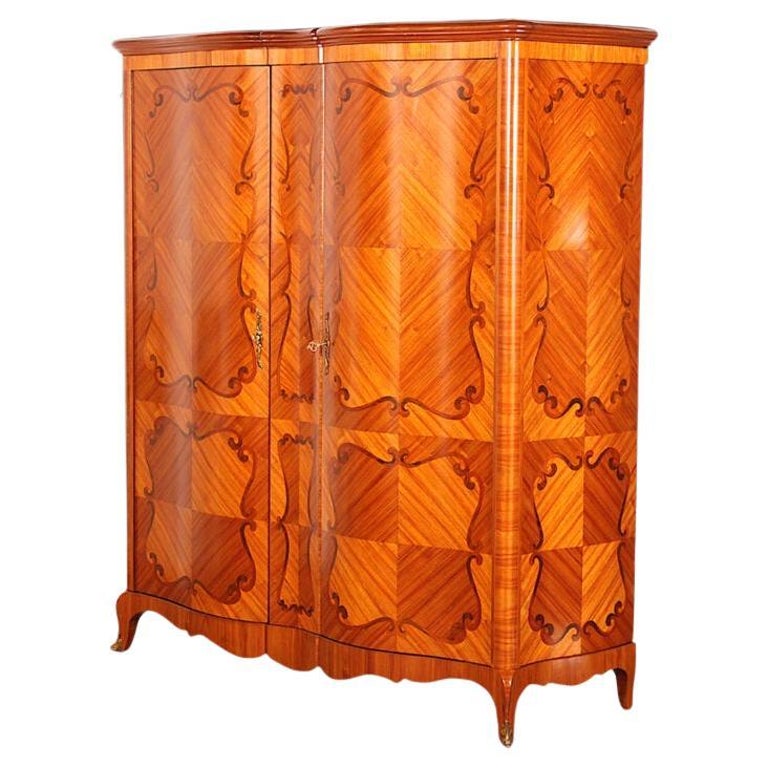 Mid 20th Century French Inlaid Louis XV Style Armoire For Sale at 1stDibs