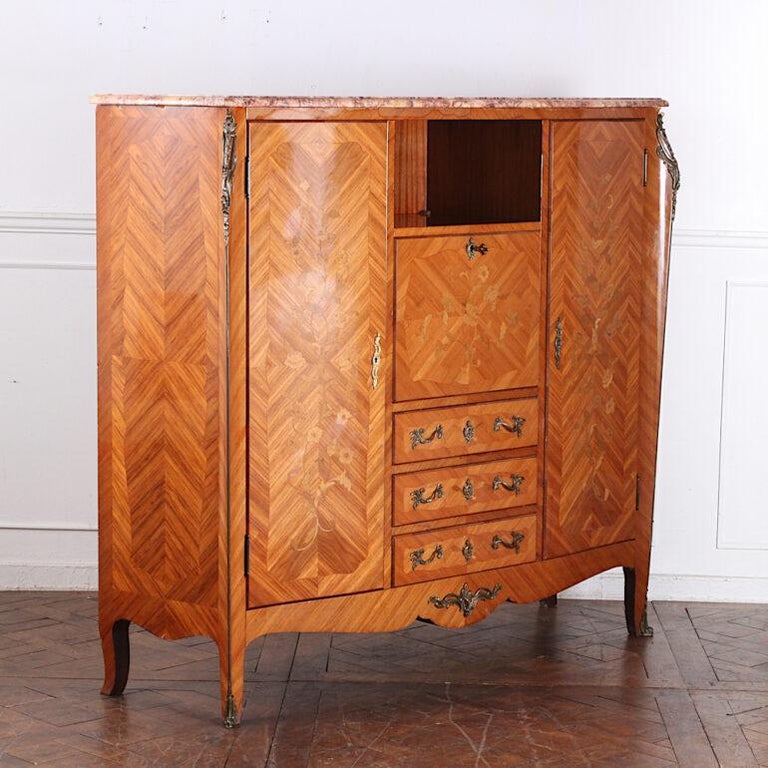 Mid20th Century French Inlaid Louis XV Style with Desk at 1stDibs