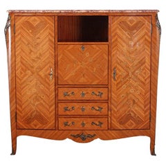 Vintage Mid-20th Century French Inlaid Louis XV Style Cabinet with Desk