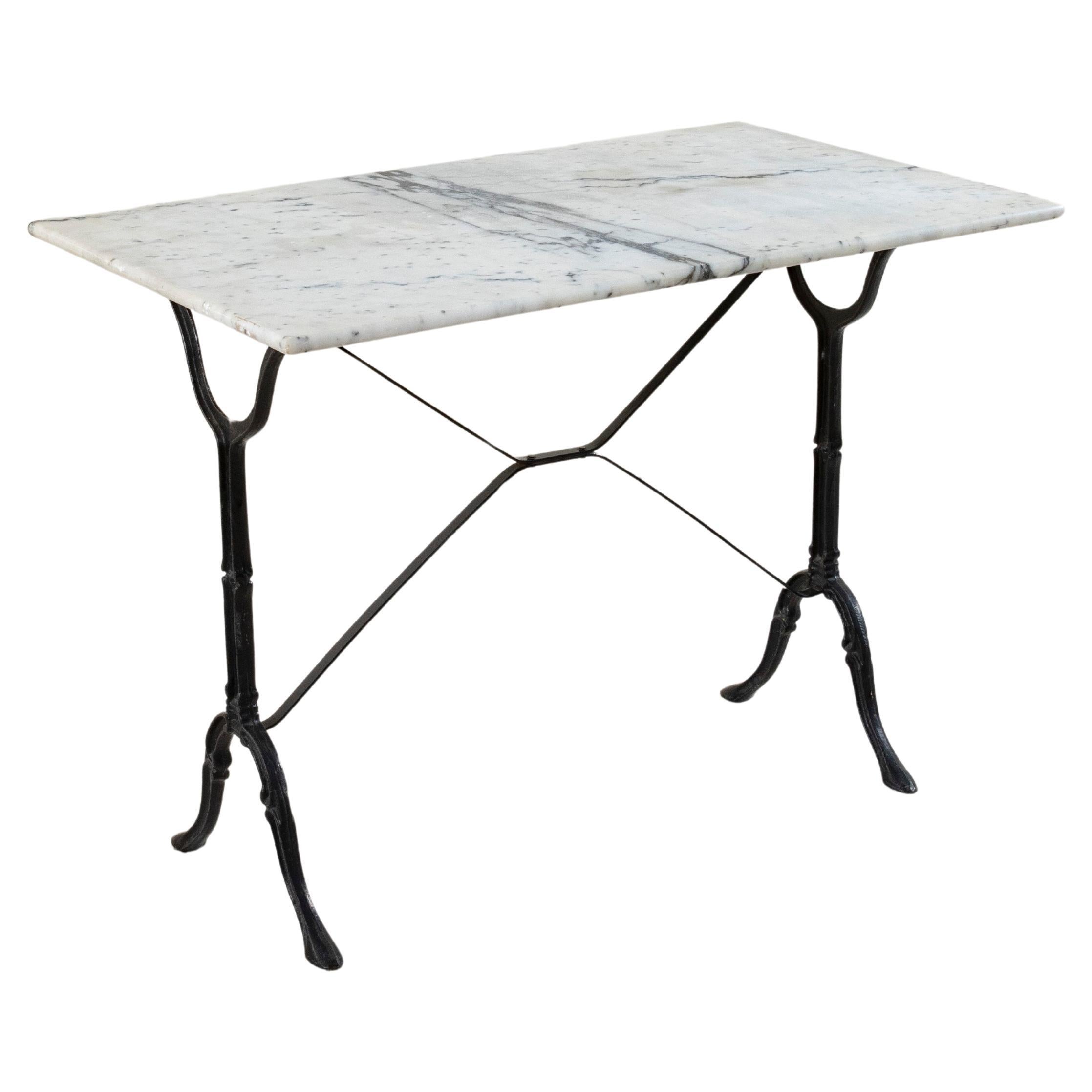 Mid-20th Century French Iron and Marble Bistro Table