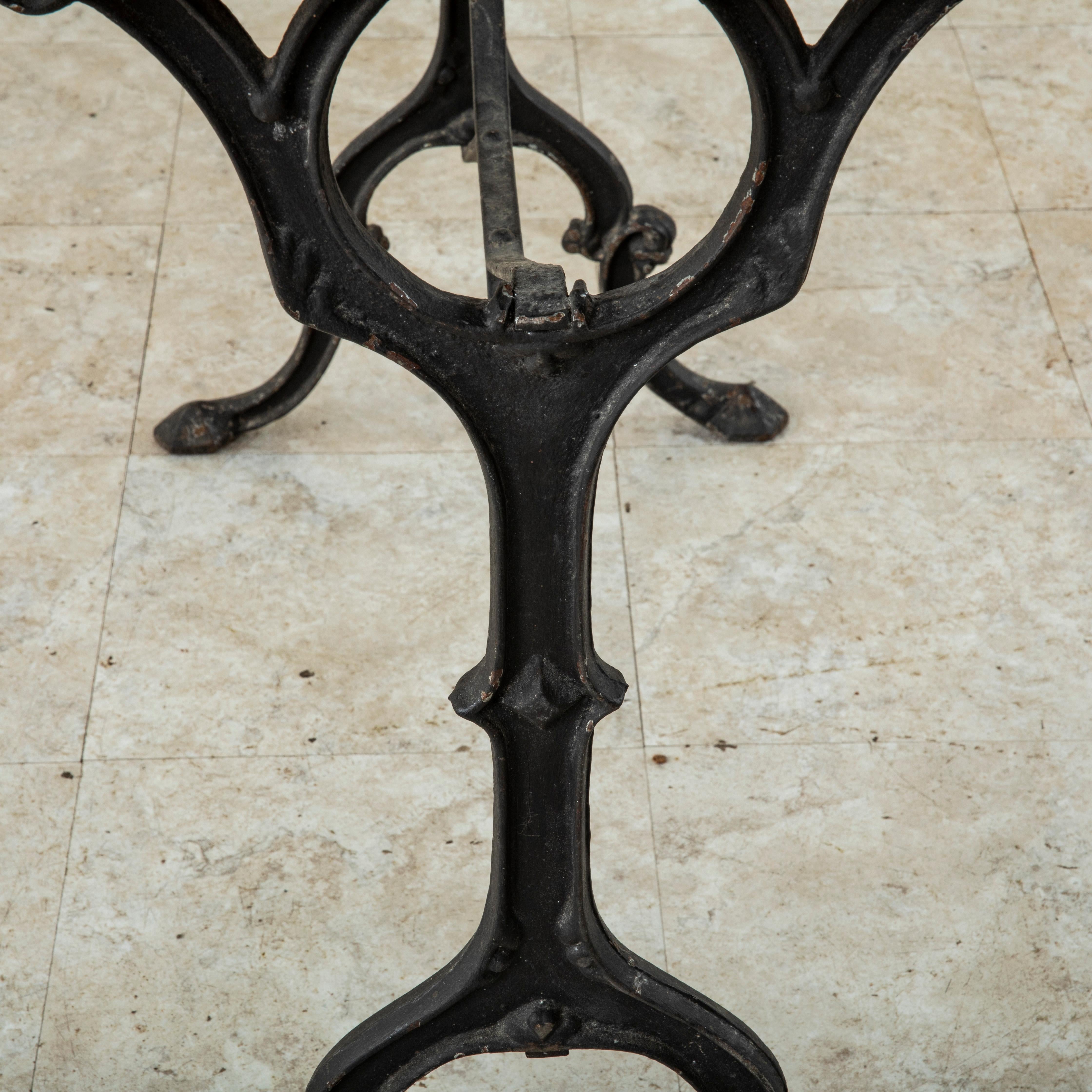 Mid-20th Century French Iron and Oak Bistro Table, Cafe Table 9