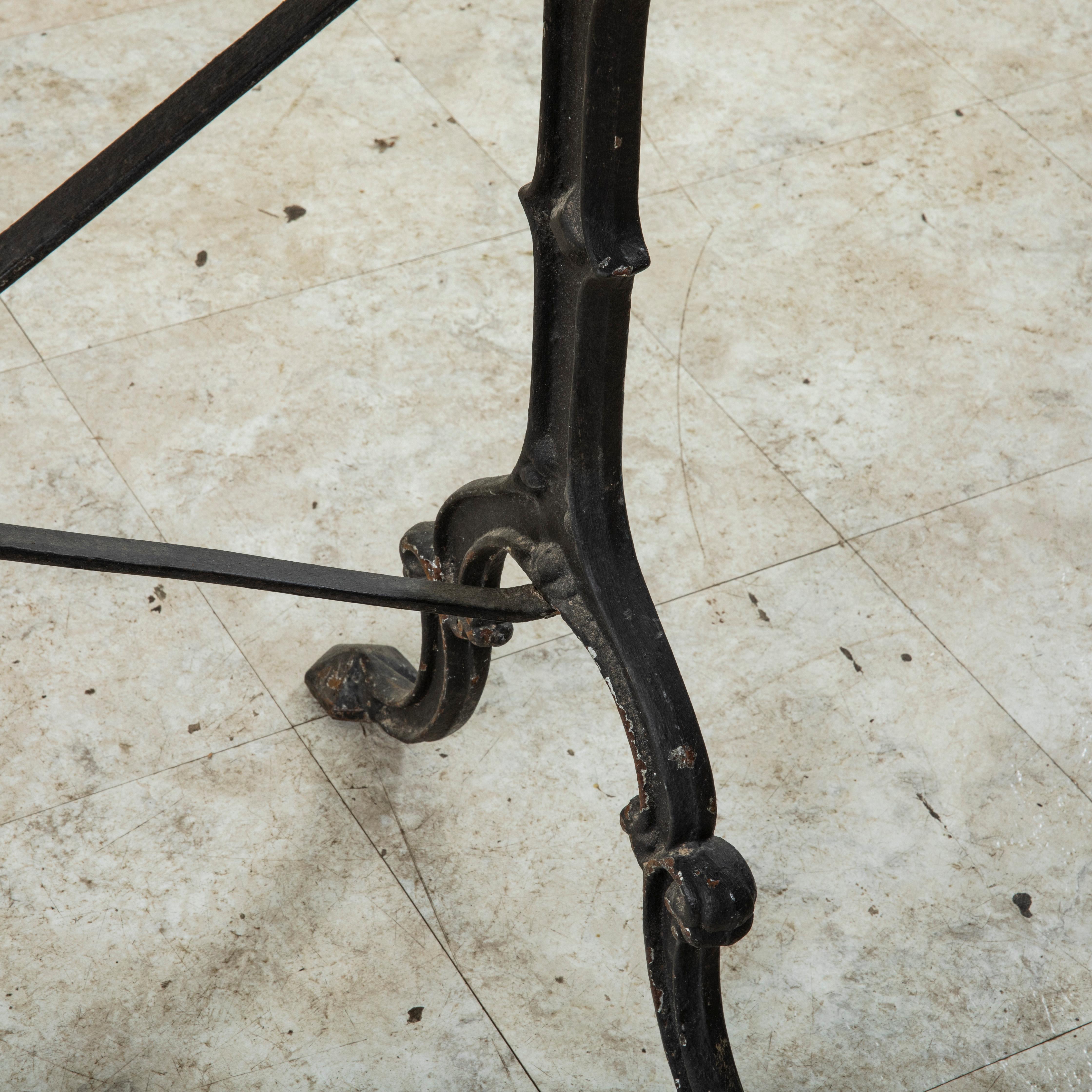 Mid-20th Century French Iron and Oak Bistro Table, Cafe Table 6
