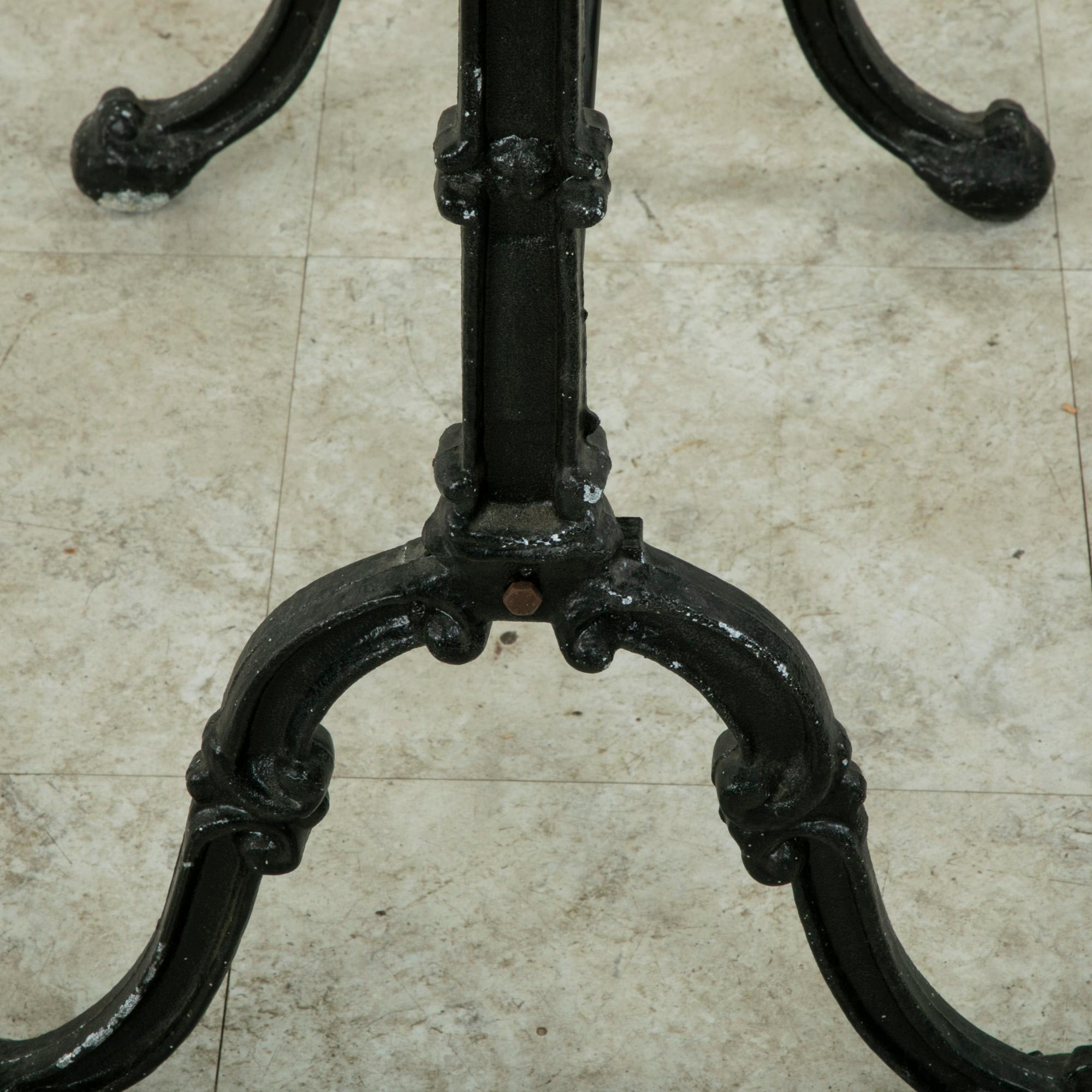 Mid-20th Century French Iron Bistro Table with Square Marble Top 3