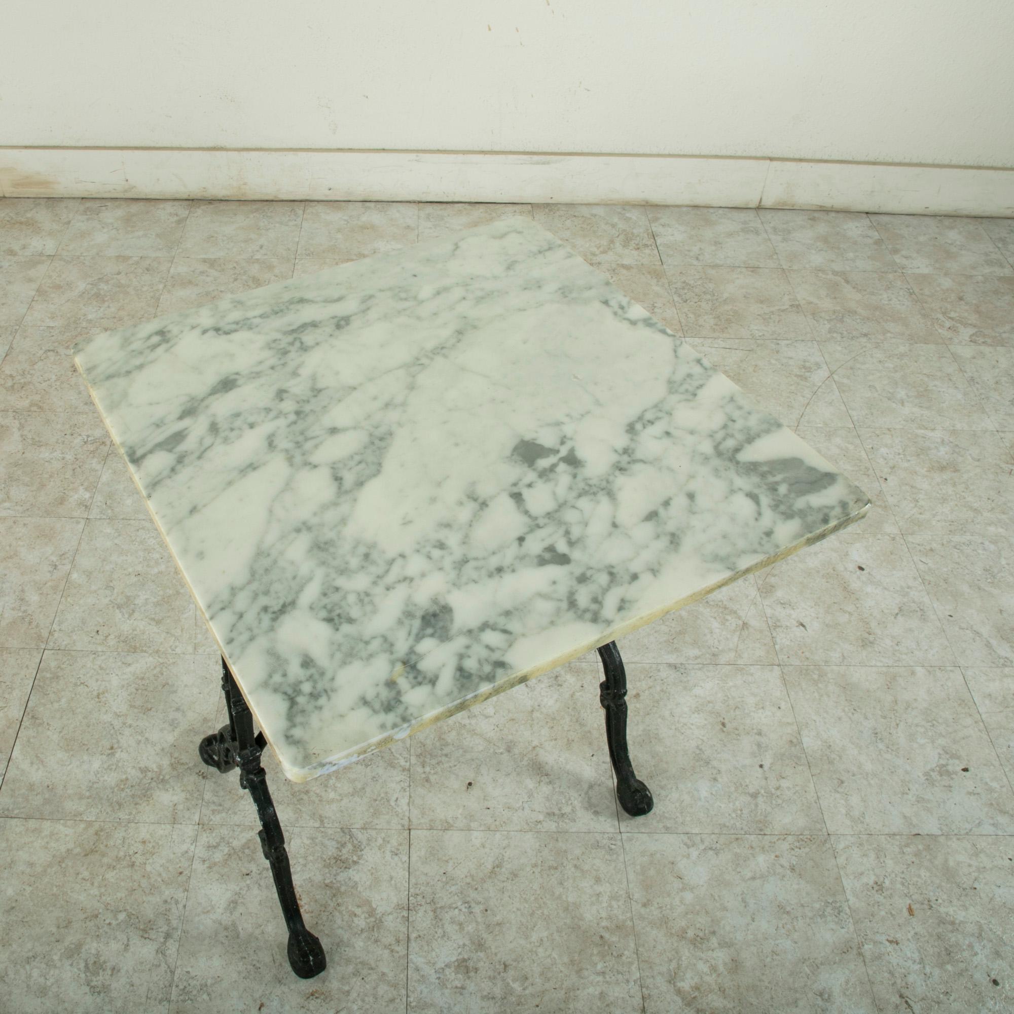 Mid-20th Century French Iron Bistro Table with Square Marble Top 5