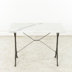 Mid-20th Century French Iron Bistro Table with White Marble Top