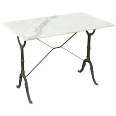 Mid-20th Century French Iron Bistro Table with White Marble Top