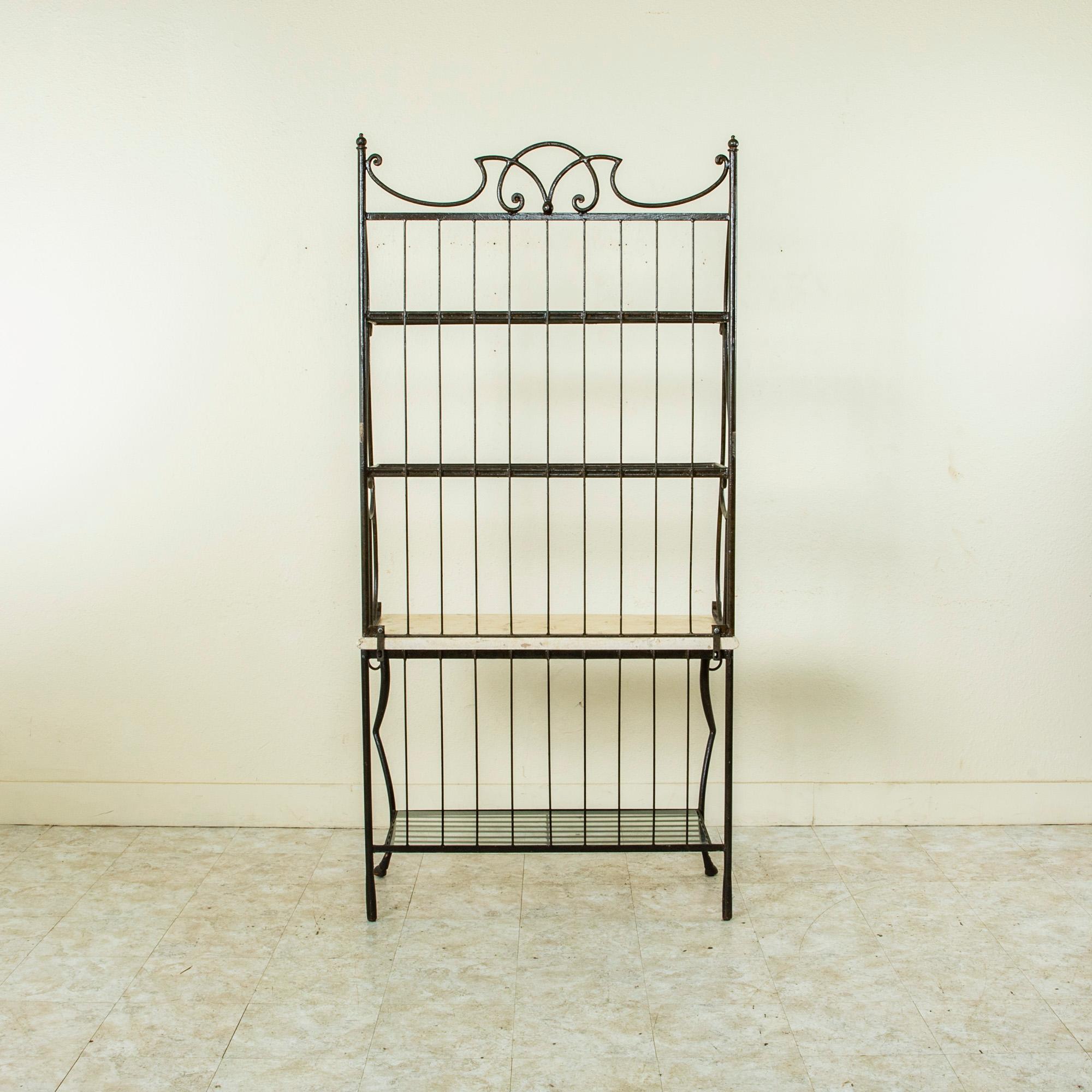 Painted Mid-20th Century French Iron Butcher's Rack with Ram's Heads