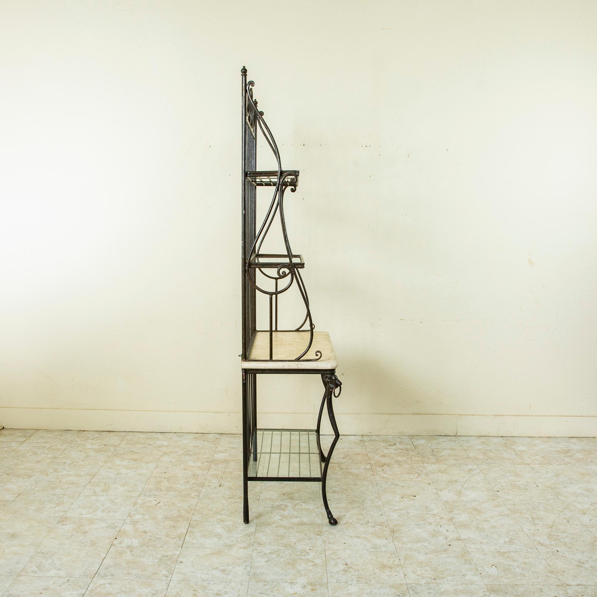 Mid-20th Century French Iron Butcher's Rack with Ram's Heads In Good Condition In Fayetteville, AR