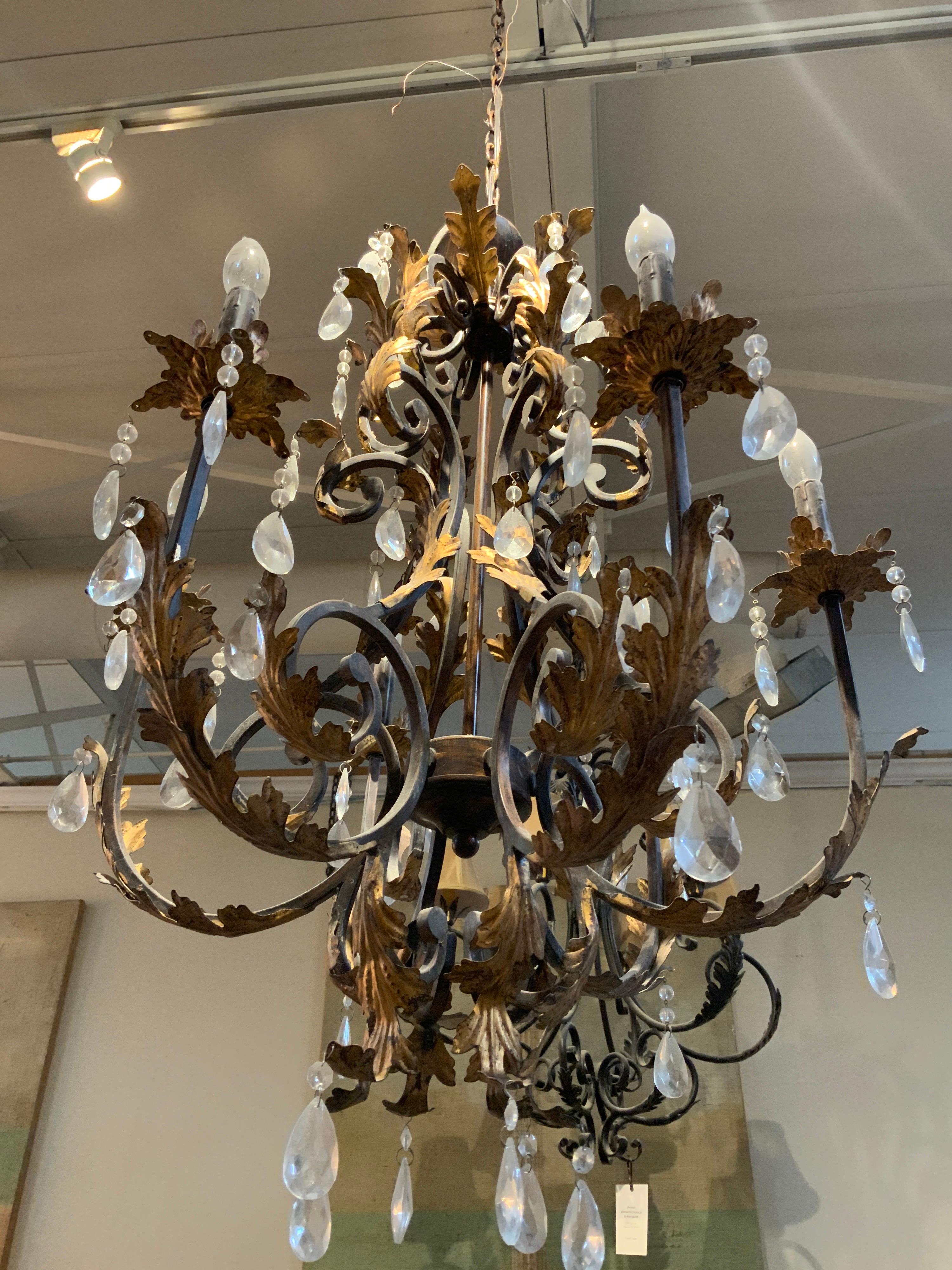 Mid-20th Century French Iron Chandelier For Sale 1