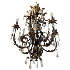 Vintage Mid-20th Century French Iron Chandelier