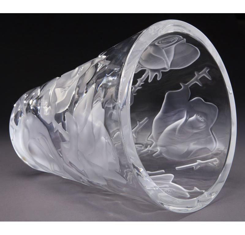 lalique rose vase