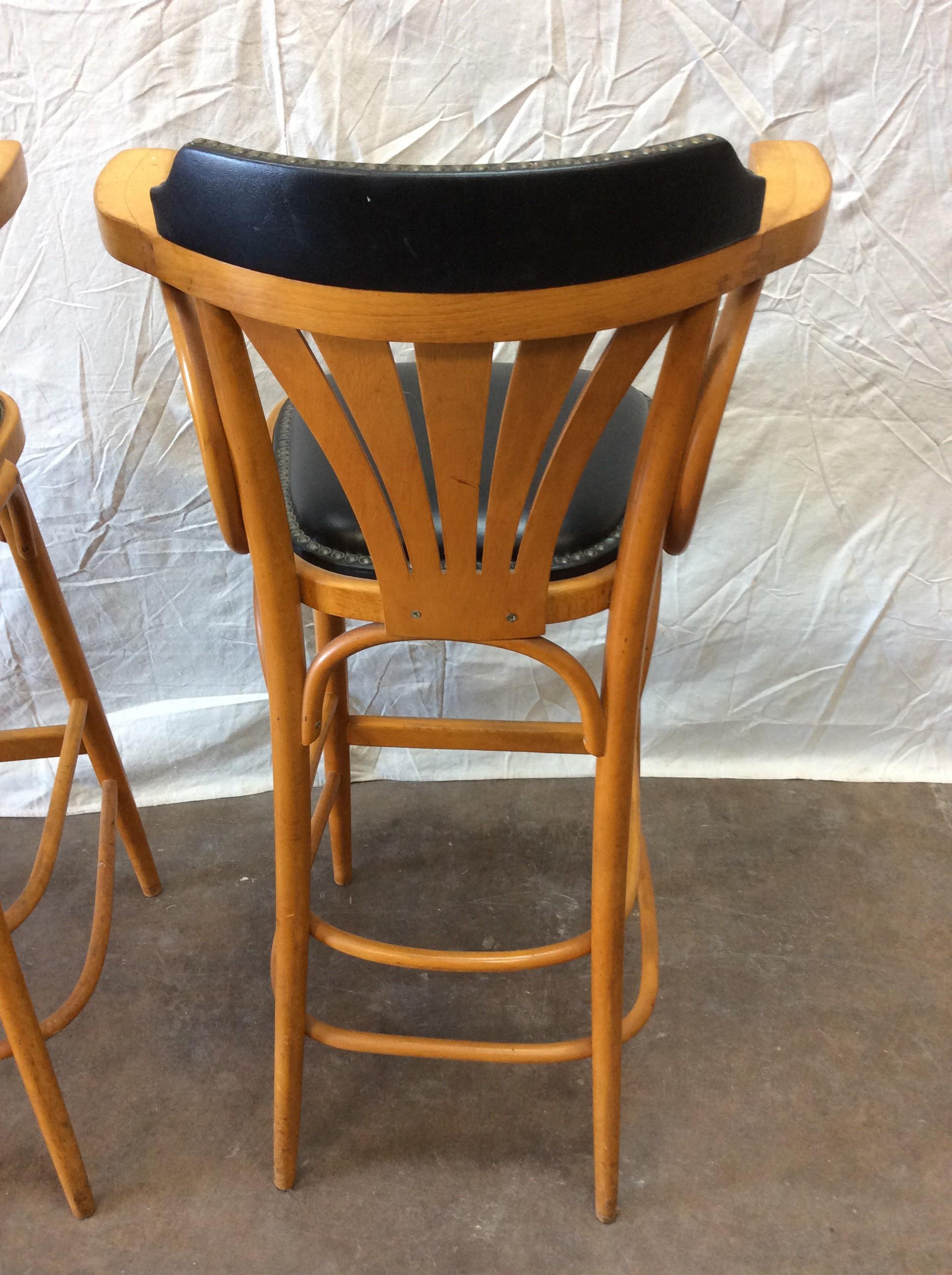 Mid-20th Century French Leather Counter or Barstools, a Pair For Sale 7