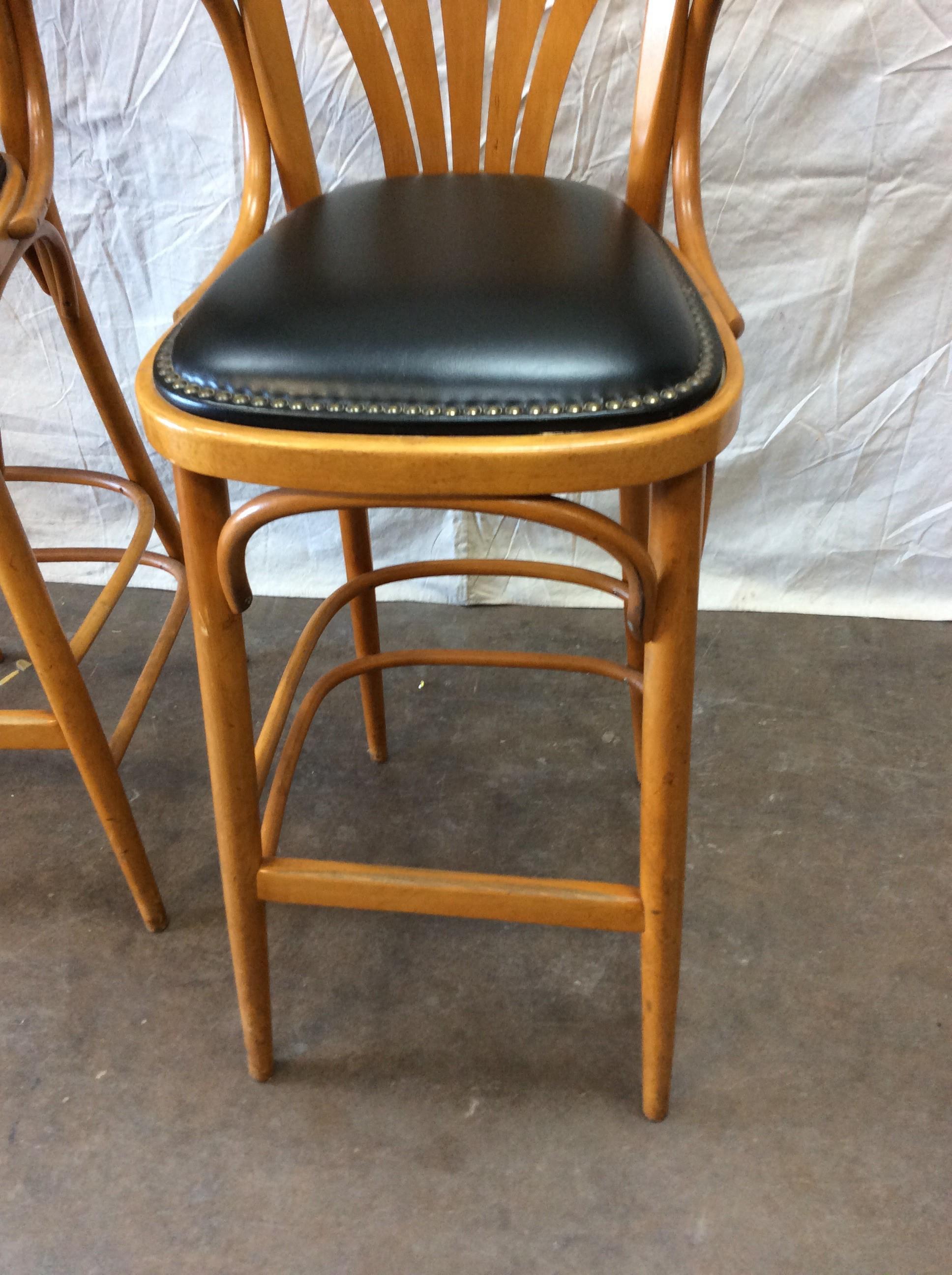 Mid-20th Century French Leather Counter or Barstools, a Pair For Sale 1