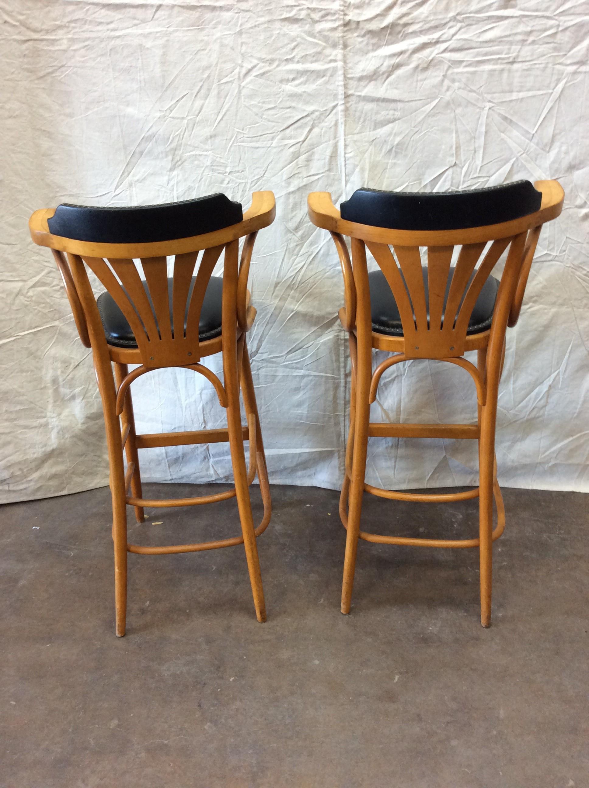Mid-20th Century French Leather Counter or Barstools, a Pair For Sale 3