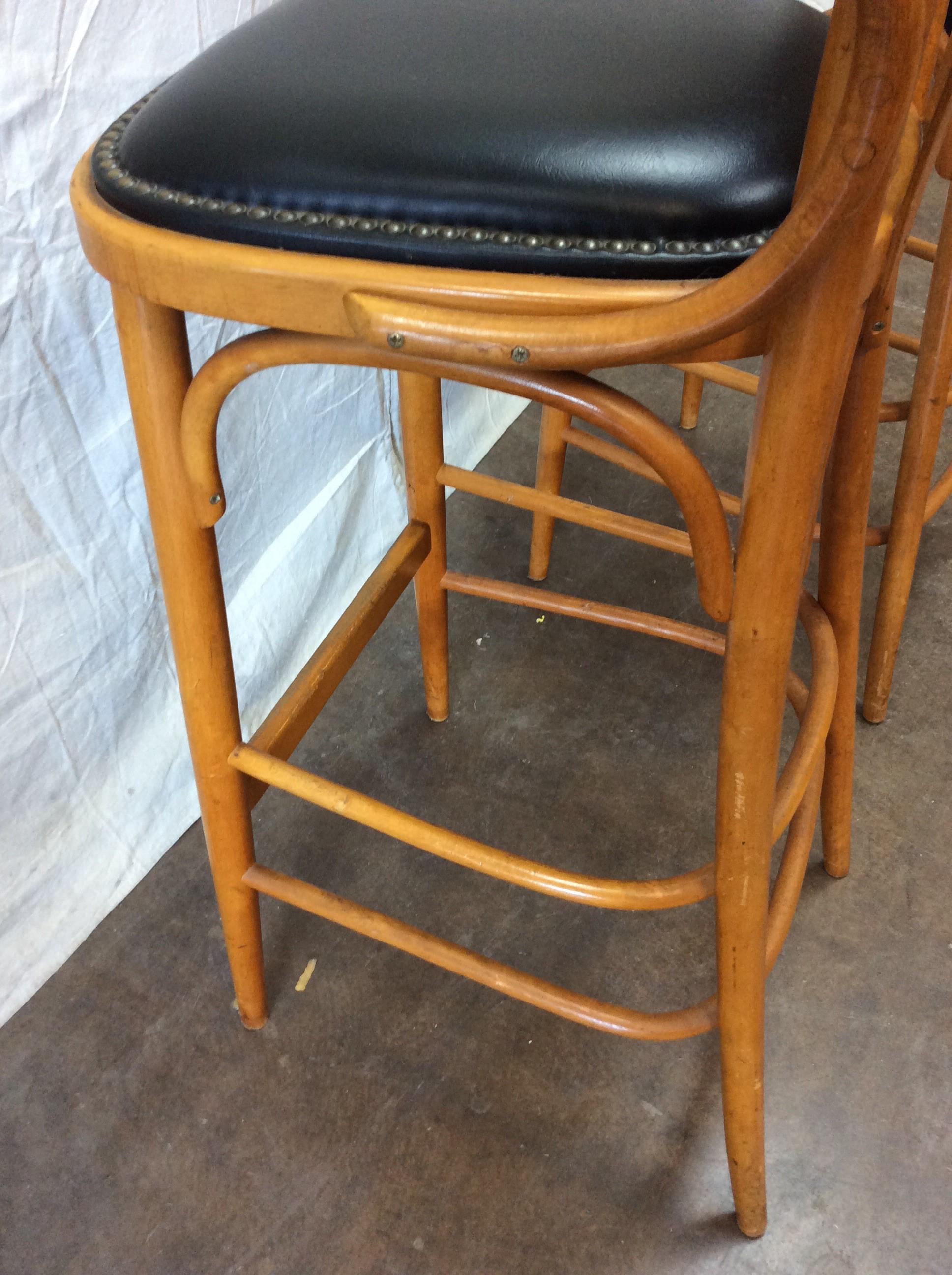 Mid-20th Century French Leather Counter or Barstools, a Pair For Sale 5