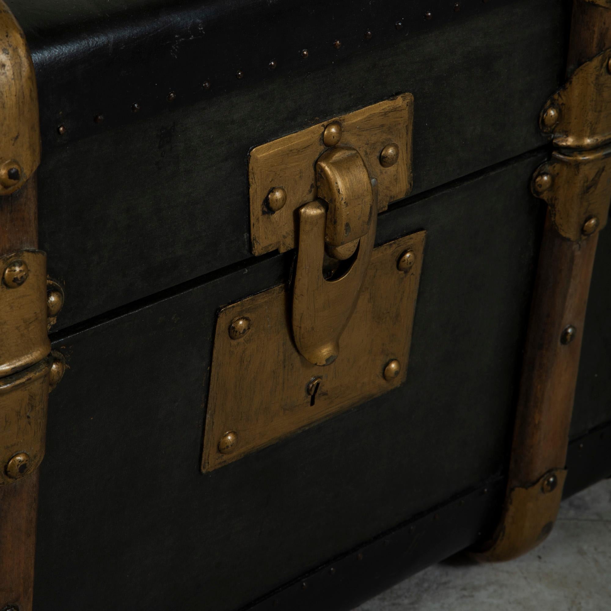 Mid-20th Century French Leather Steamer Trunk 4