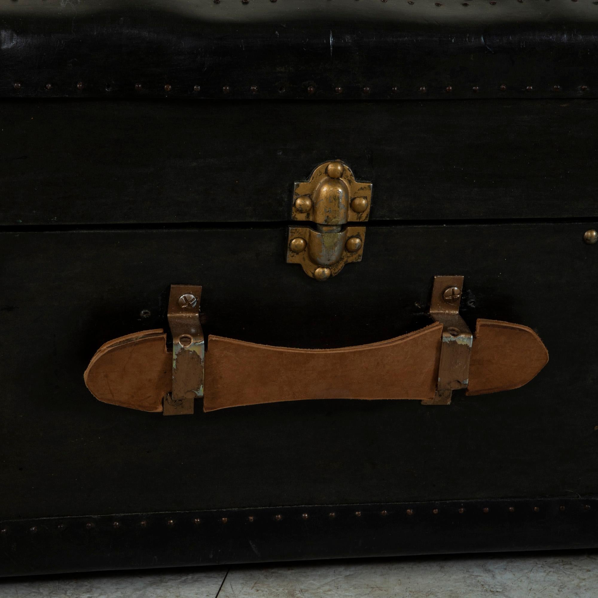 Mid-20th Century French Leather Steamer Trunk 8