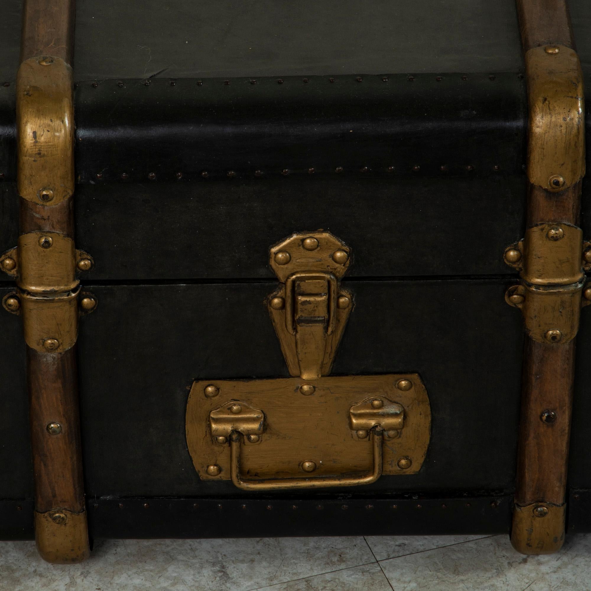 Mid-20th Century French Leather Steamer Trunk 9