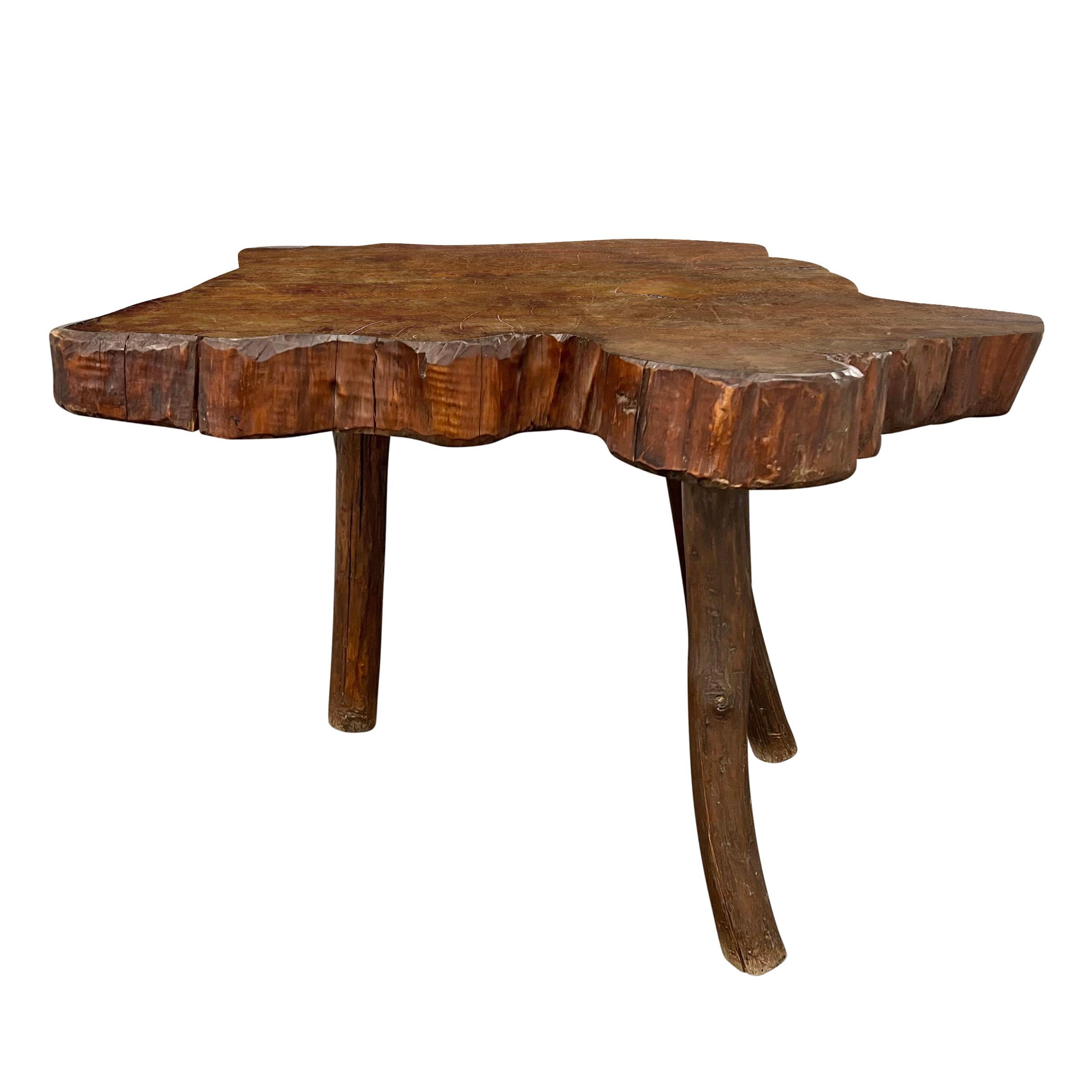 Wood Mid-20th Century French Live-Edge Table