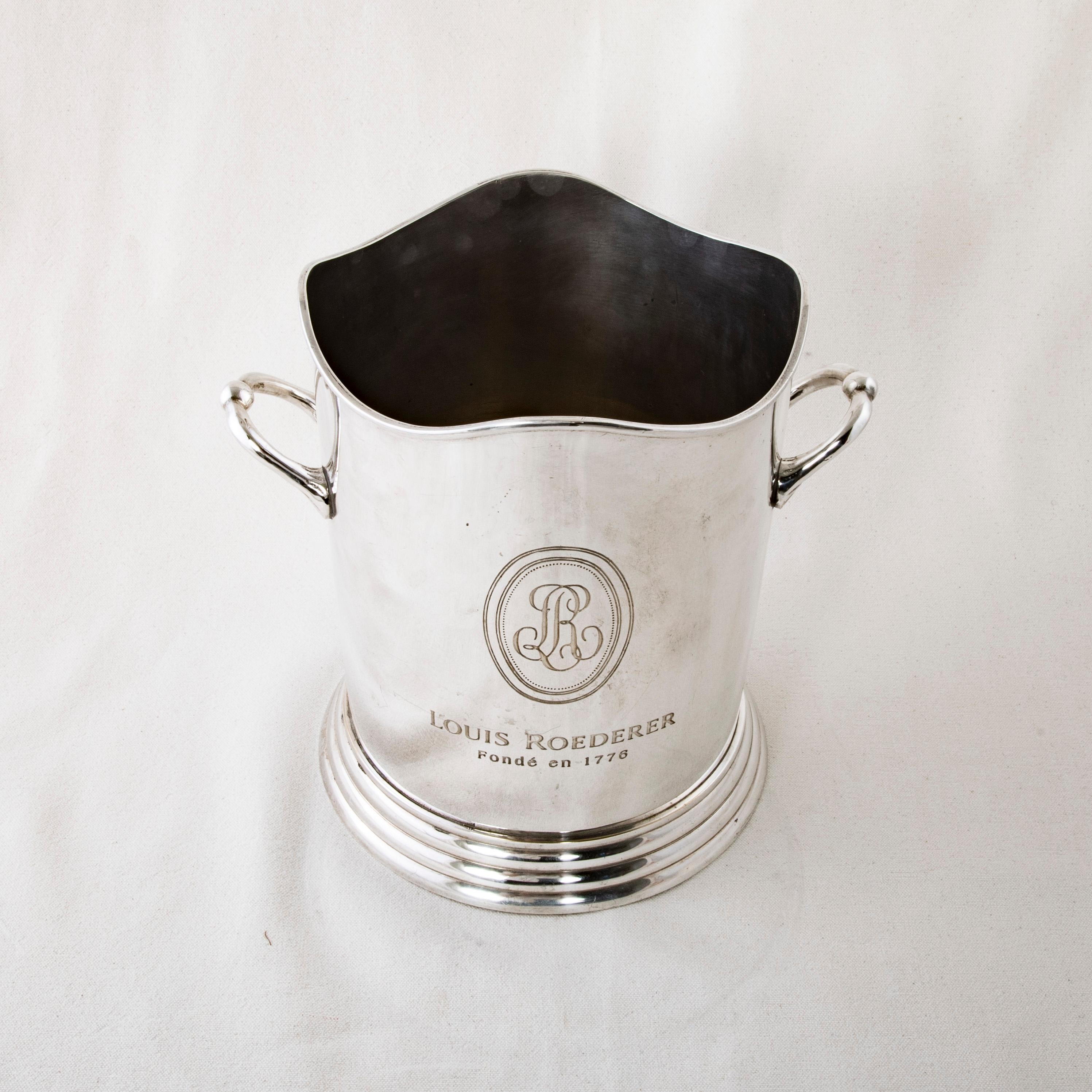 Mid-20th Century French Louis Roederer Silver Plate Champagne Bucket In Good Condition For Sale In Fayetteville, AR