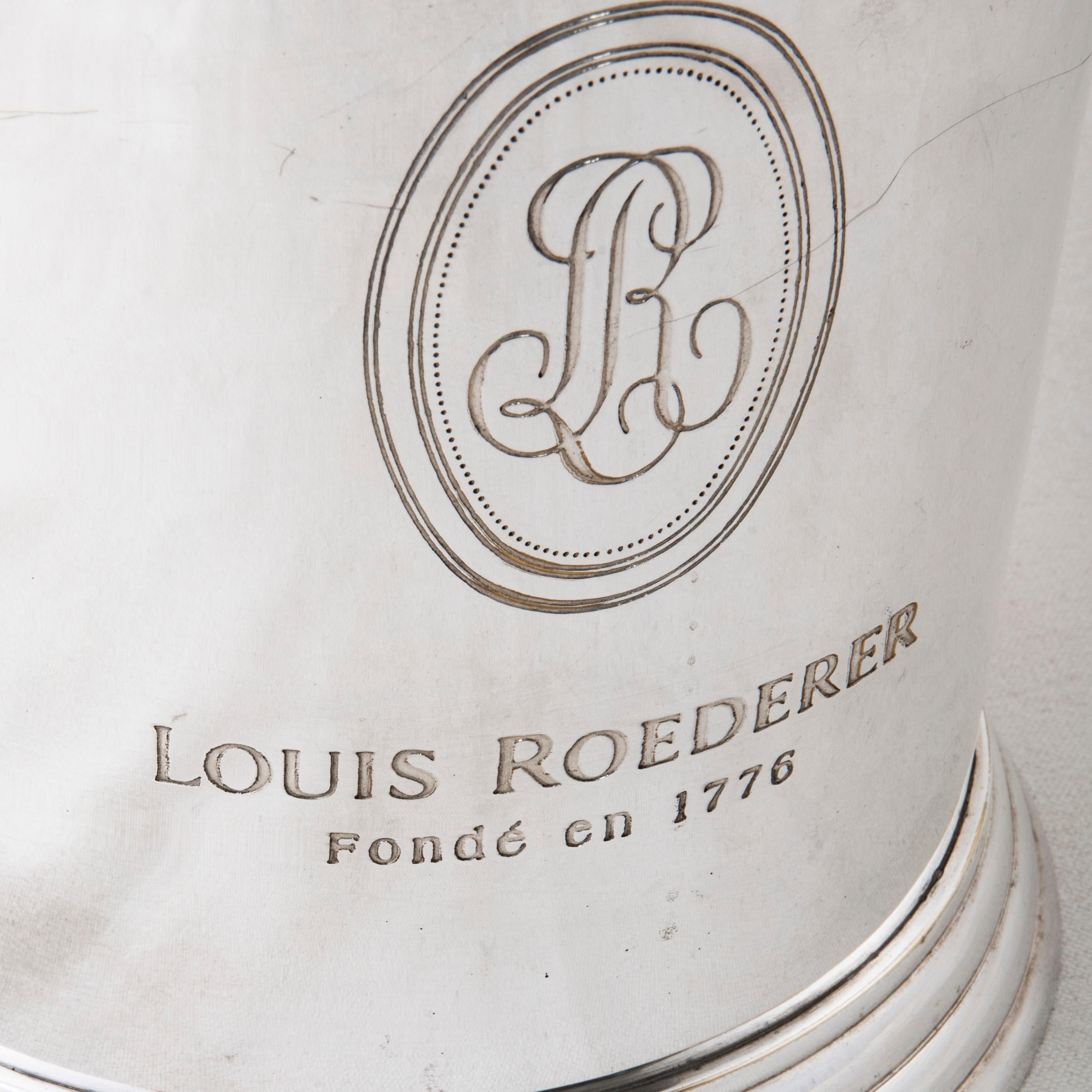 Mid-20th Century French Louis Roederer Silver Plate Champagne Bucket For Sale 3