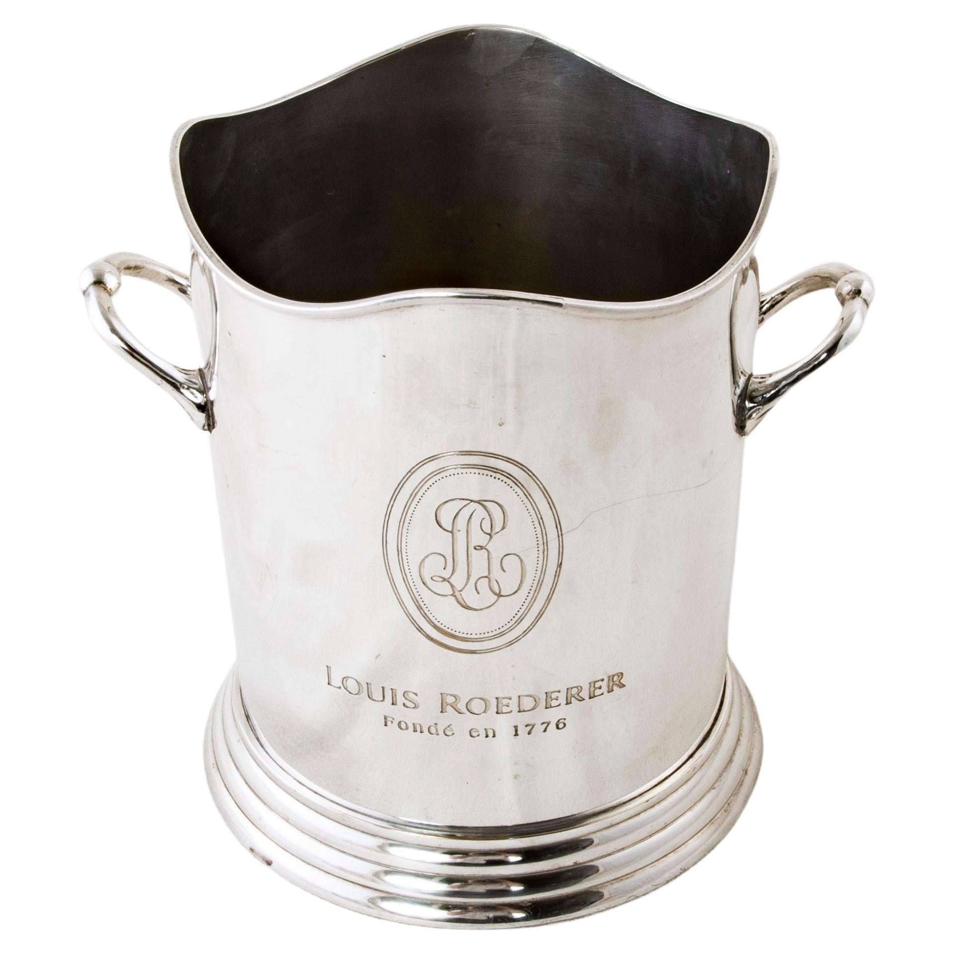 Mid-20th Century French Louis Roederer Silver Plate Champagne Bucket For Sale