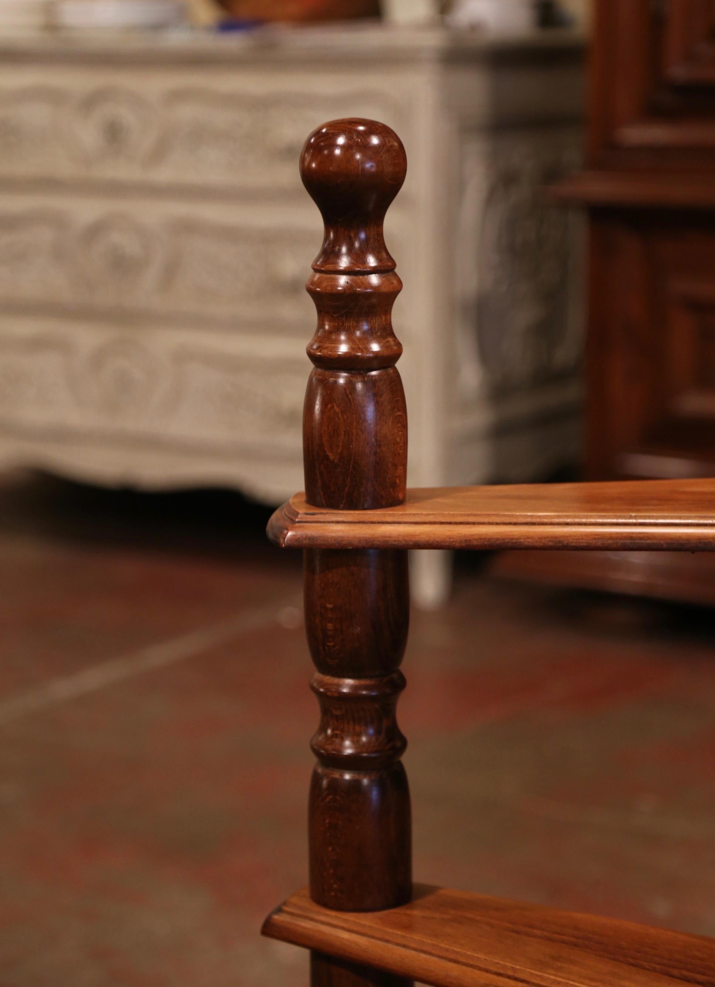 Mid-20th Century French Louis XIII Carved Library Three-Step Ladder Staircase 1