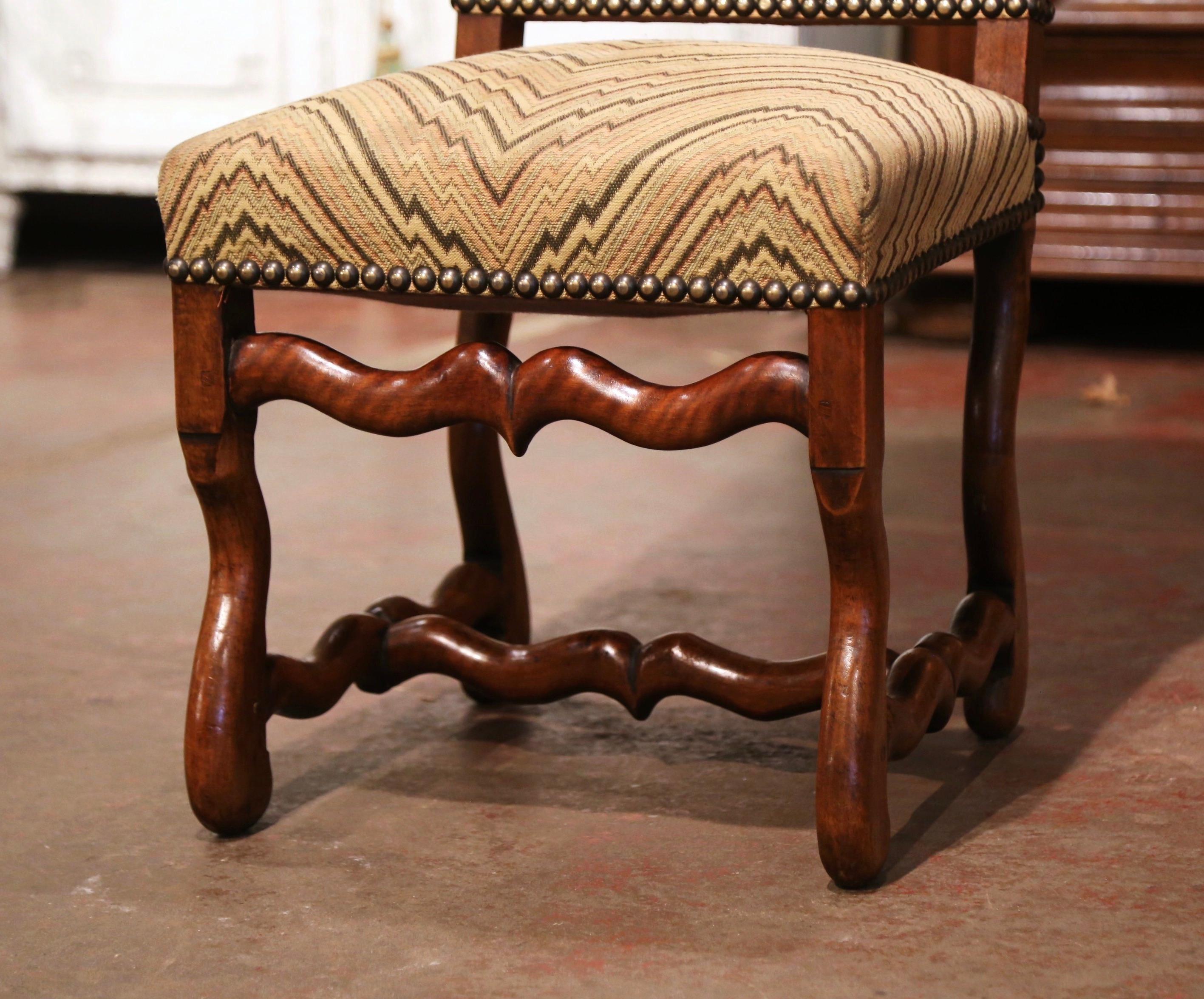 Mid-20th Century French Louis XIII Carved Sheep Bone Dining Chairs, Set of Six 6