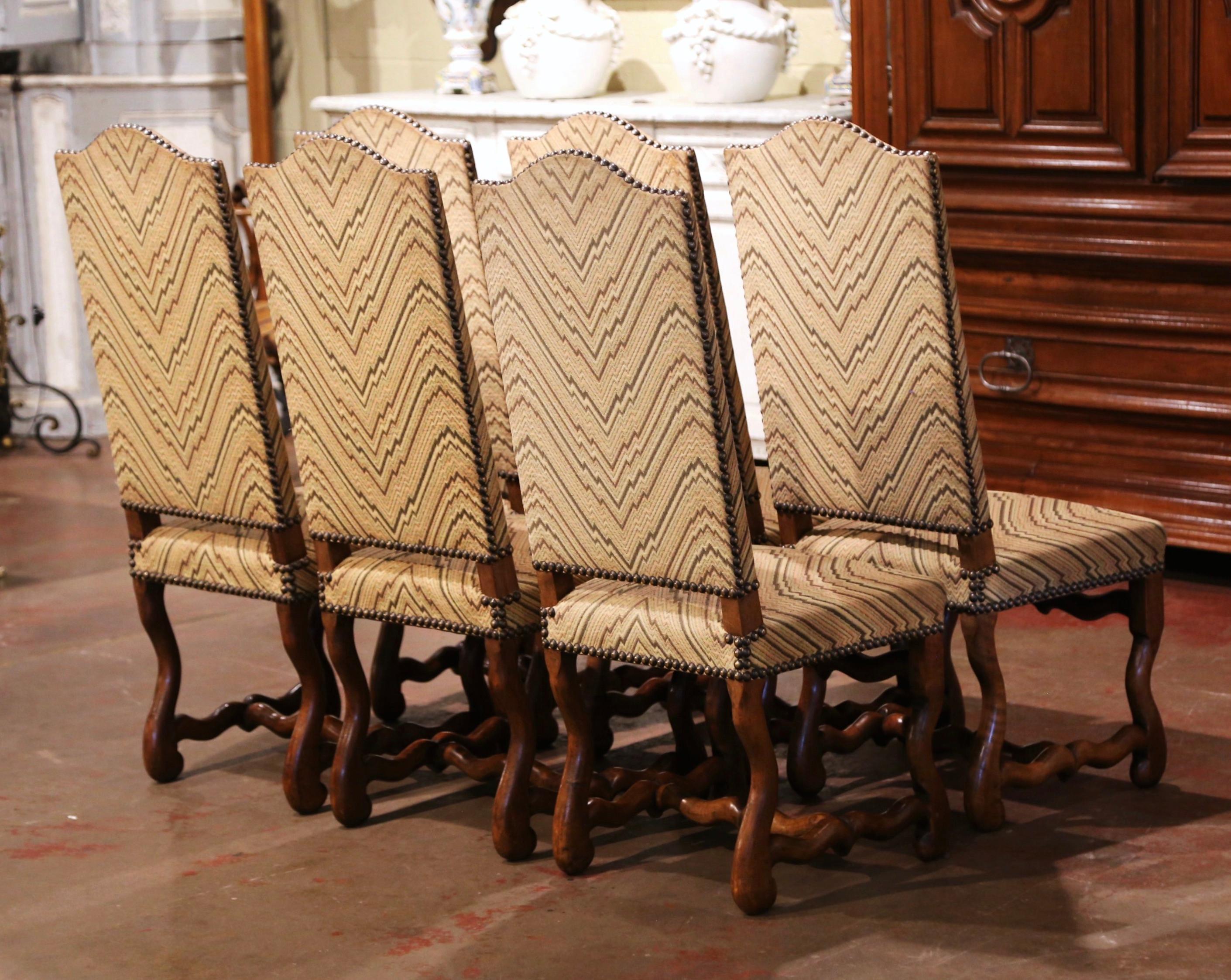 Mid-20th Century French Louis XIII Carved Sheep Bone Dining Chairs, Set of Six 8