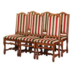 Lot de six chaises de salle à manger Louis XIII françaises du milieu du 20e siècle sculptées en os de mouton