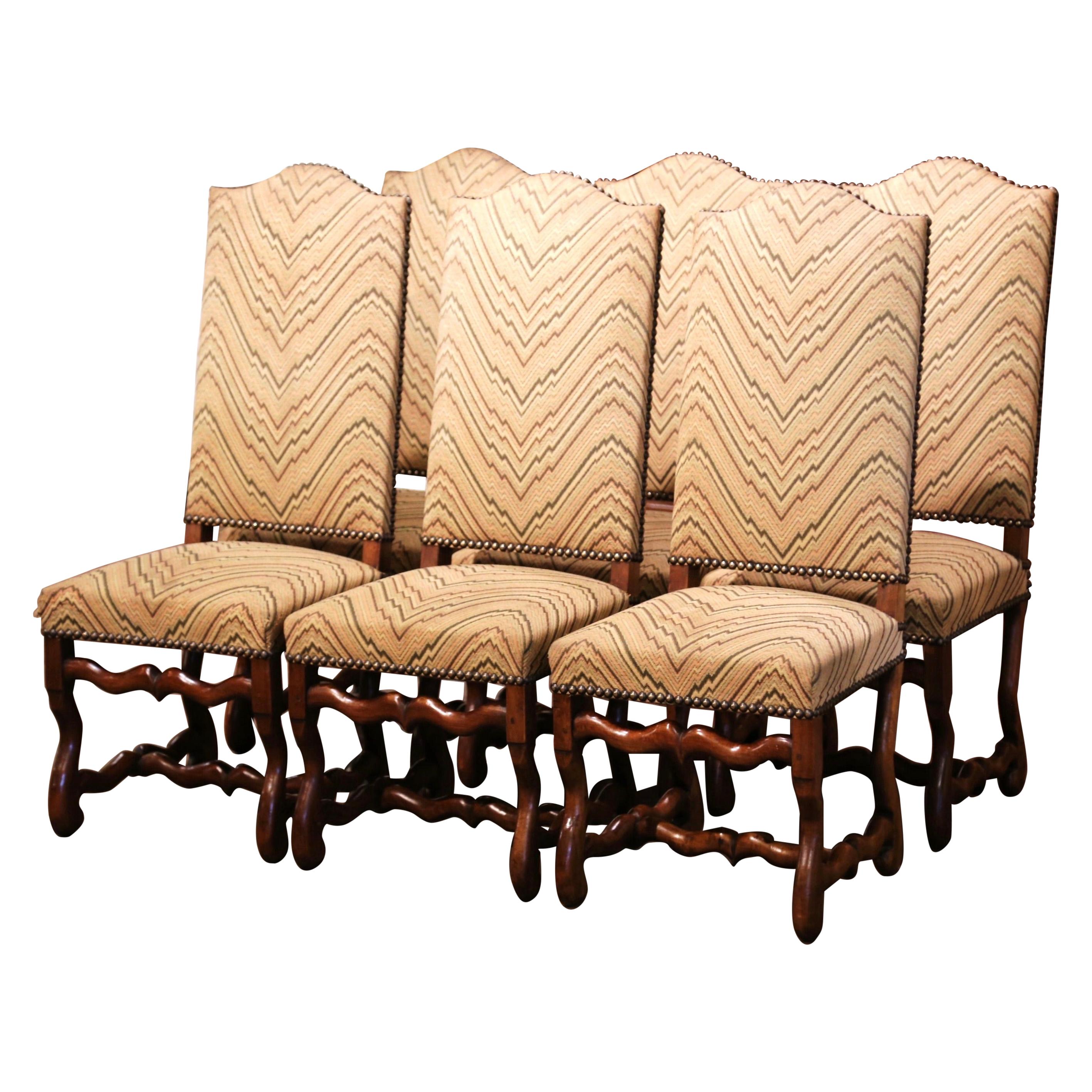 Mid-20th Century French Louis XIII Carved Sheep Bone Dining Chairs, Set of Six