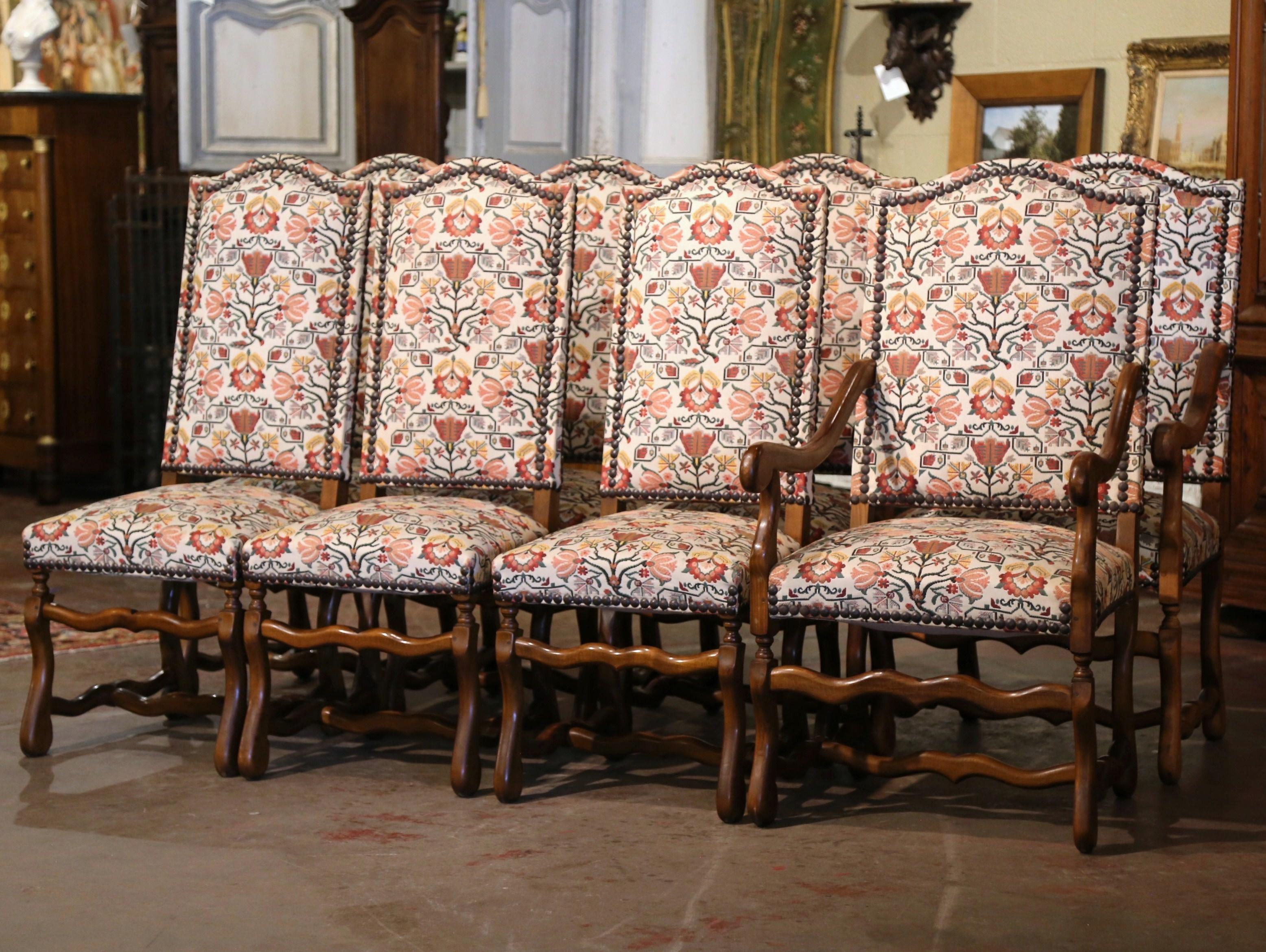 Mid-20th Century French Louis XIV Carved Walnut Dining Chairs, Set of Eight 1