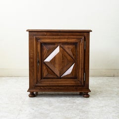 Mid-20th Century French Louis XIV Style Artisan-Made Oak Diamond Point Cabinet