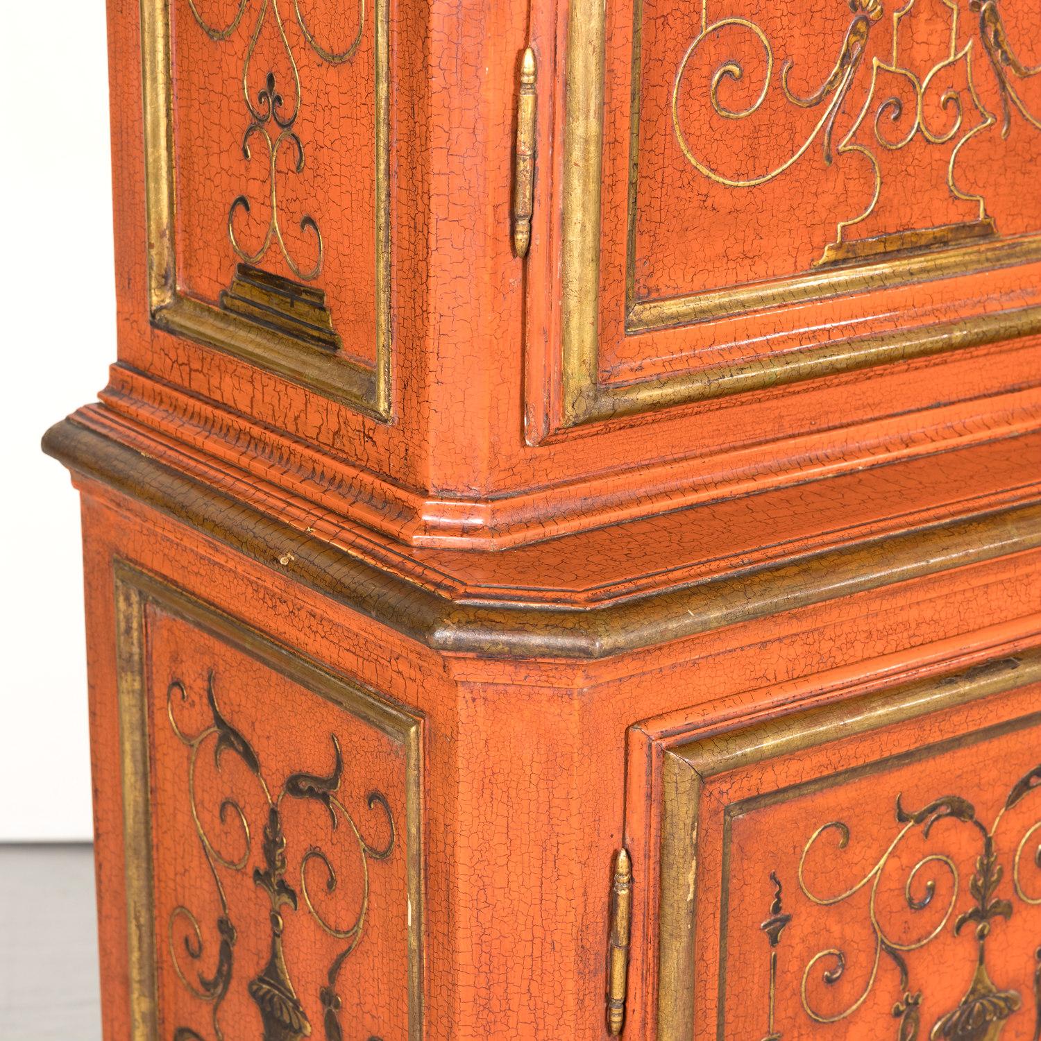Mid-20th Century French Louis XIV Style Red Lacquer Chinoiserie Buffet Deux Corp 6
