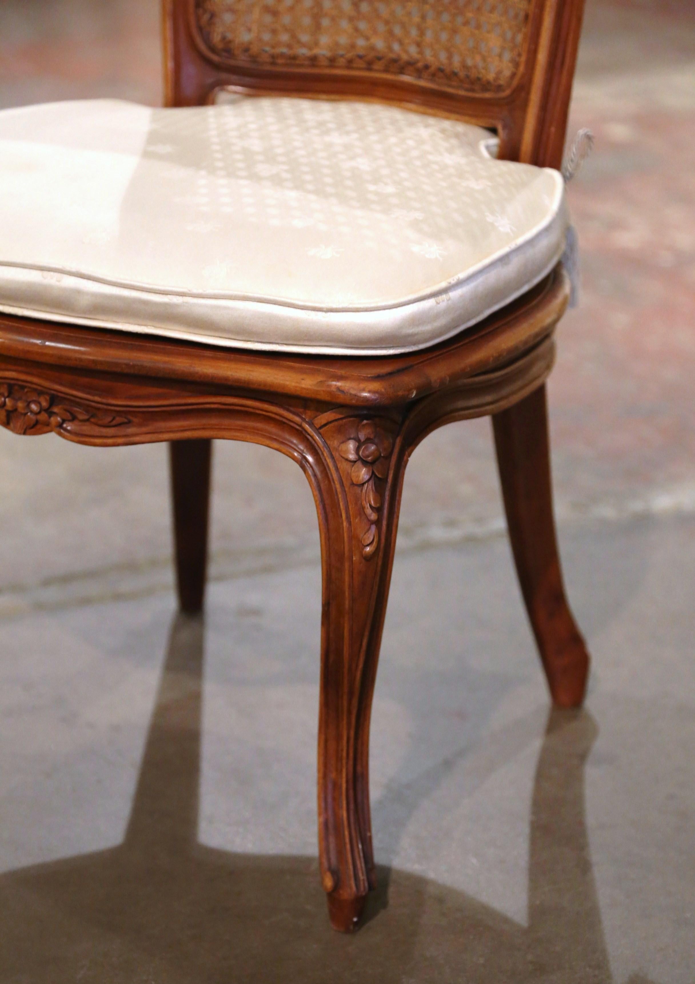 Mid-20th Century French Louis XV Carved Walnut and Cane Low Chair or Child Chair For Sale 1