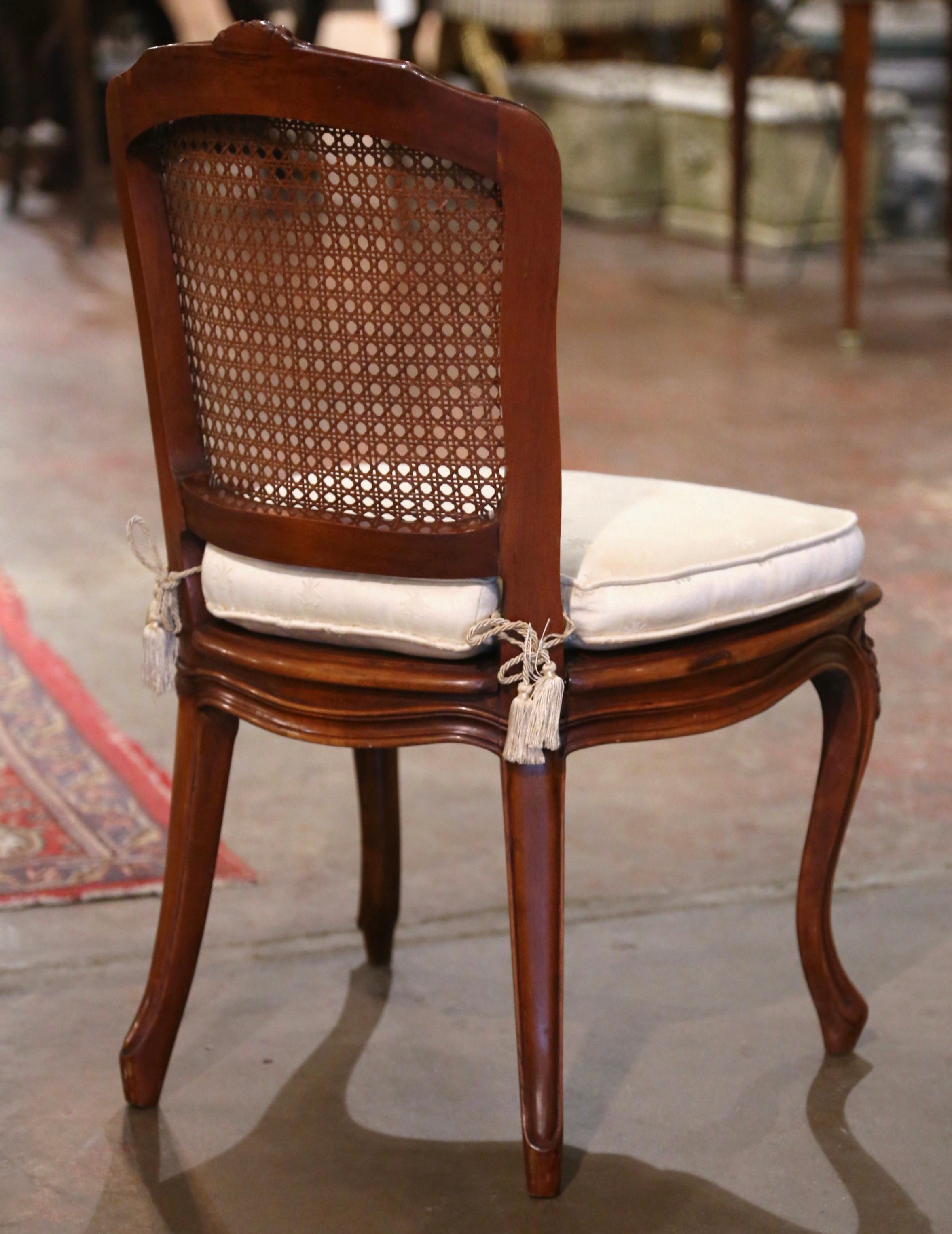 Mid-20th Century French Louis XV Carved Walnut and Cane Low Chair or Child Chair For Sale 3