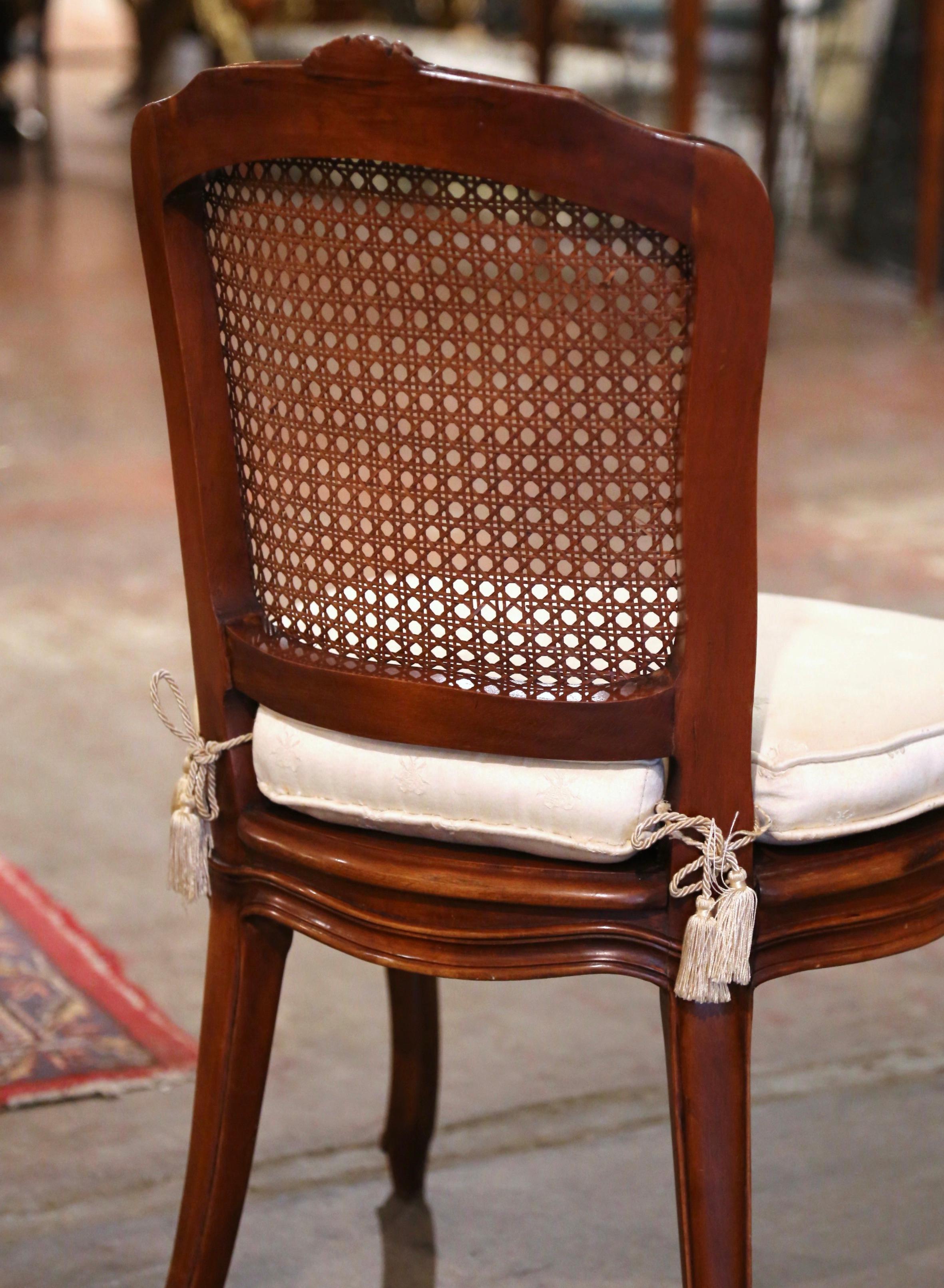 Mid-20th Century French Louis XV Carved Walnut and Cane Low Chair or Child Chair For Sale 4