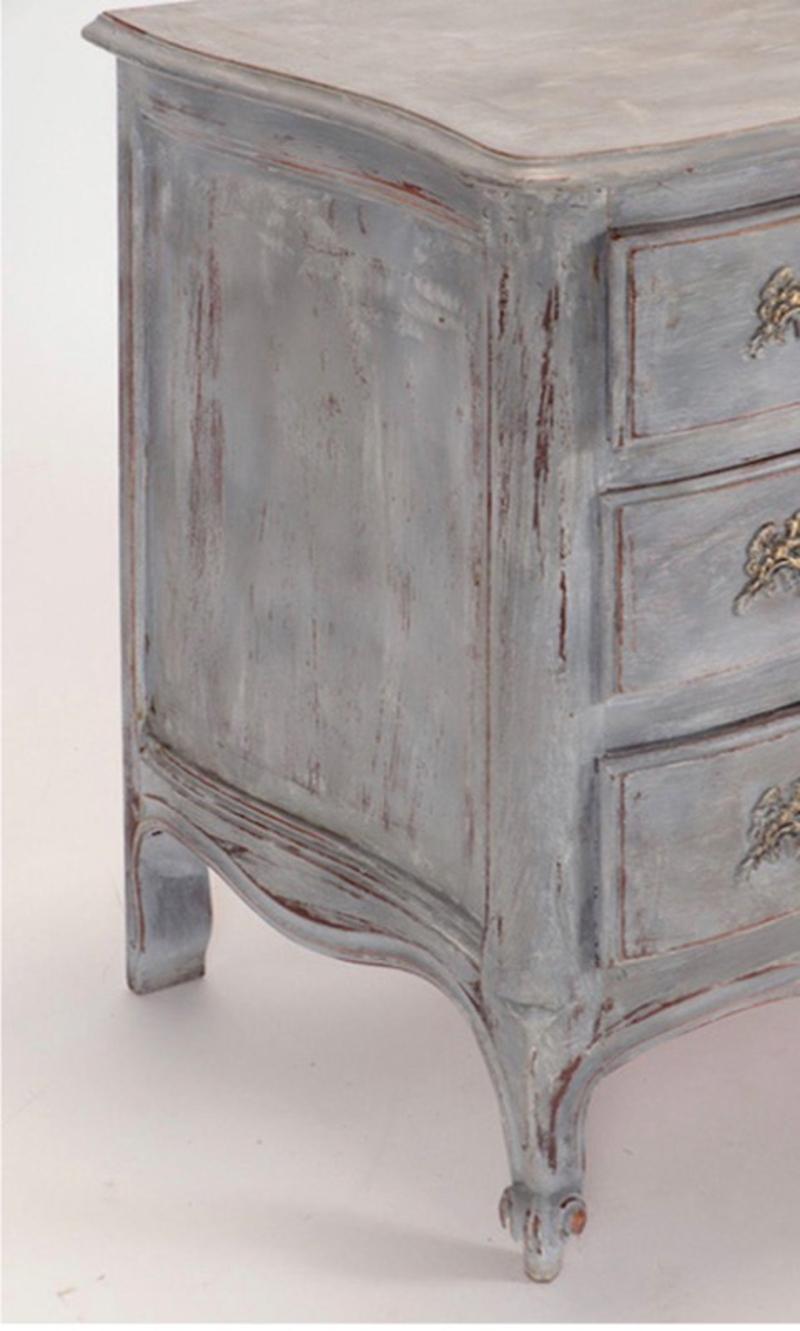 Wood Mid-20th Century French Louis XV Style Blue Painted Dresser