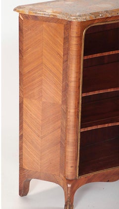 Mid-20th Century French Louis XV Style Kingwood Bronze Mounted Open Bookcase