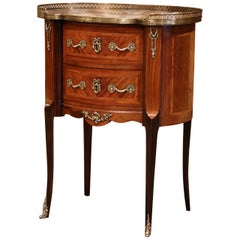 Mid-20th Century French Louis XV Walnut Commode Chest of Drawers with Marble Top