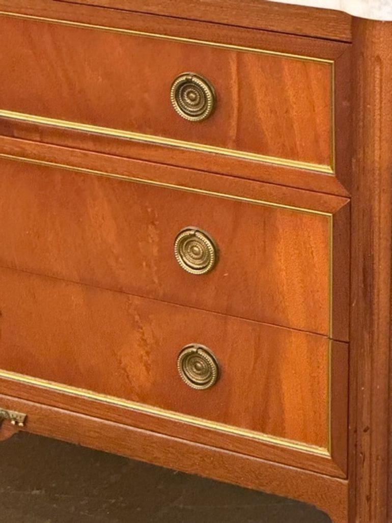 Mid 20th Century French Louis XVI Mahogany Chest with Carrara Marble For Sale 1