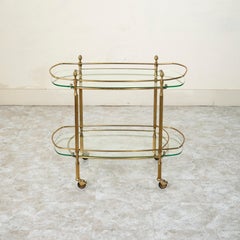 Mid-20th Century French Louis XVI Style Brass and Glass Bar Cart