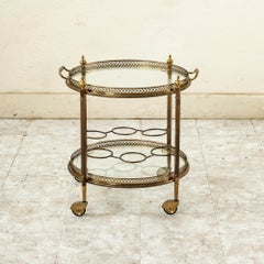 Mid 20th Century French Louis XVI Style Brass and Glass Bar Cart
