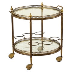 Mid 20th Century French Louis XVI Style Brass and Glass Bar Cart